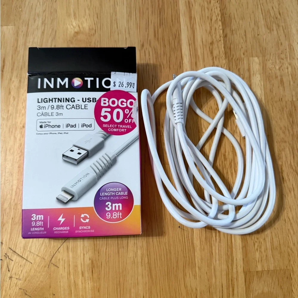 Inmotion Lightning to USB A Cable 3m Sync & Charge MFi-Certified for Apple